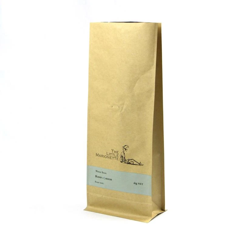 Kraft Paper Aluminium Foil Bag With Valve 8 Side Sealed