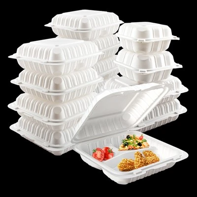 Valge ühekordselt kasutatav Bento Box Takeout konteiner