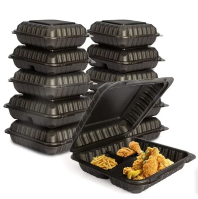 Black 3 Compartment Food Box Black 3 Compartment Food Box